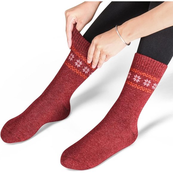 4 Women Winter Warm Thick Wool  Hiking Knit Soft and Comfortable Terry Socks - Picture 5 of 7
